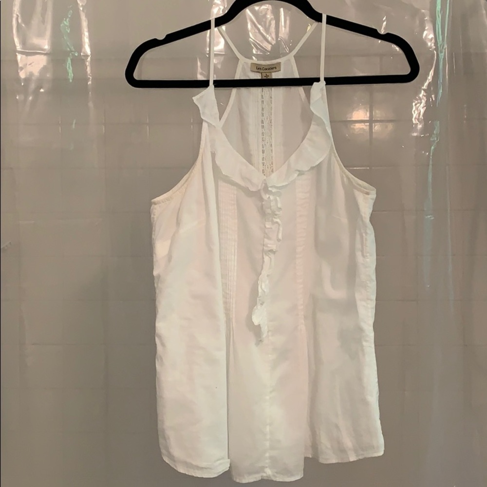 White tank top ruffled blouse from Anthropologie